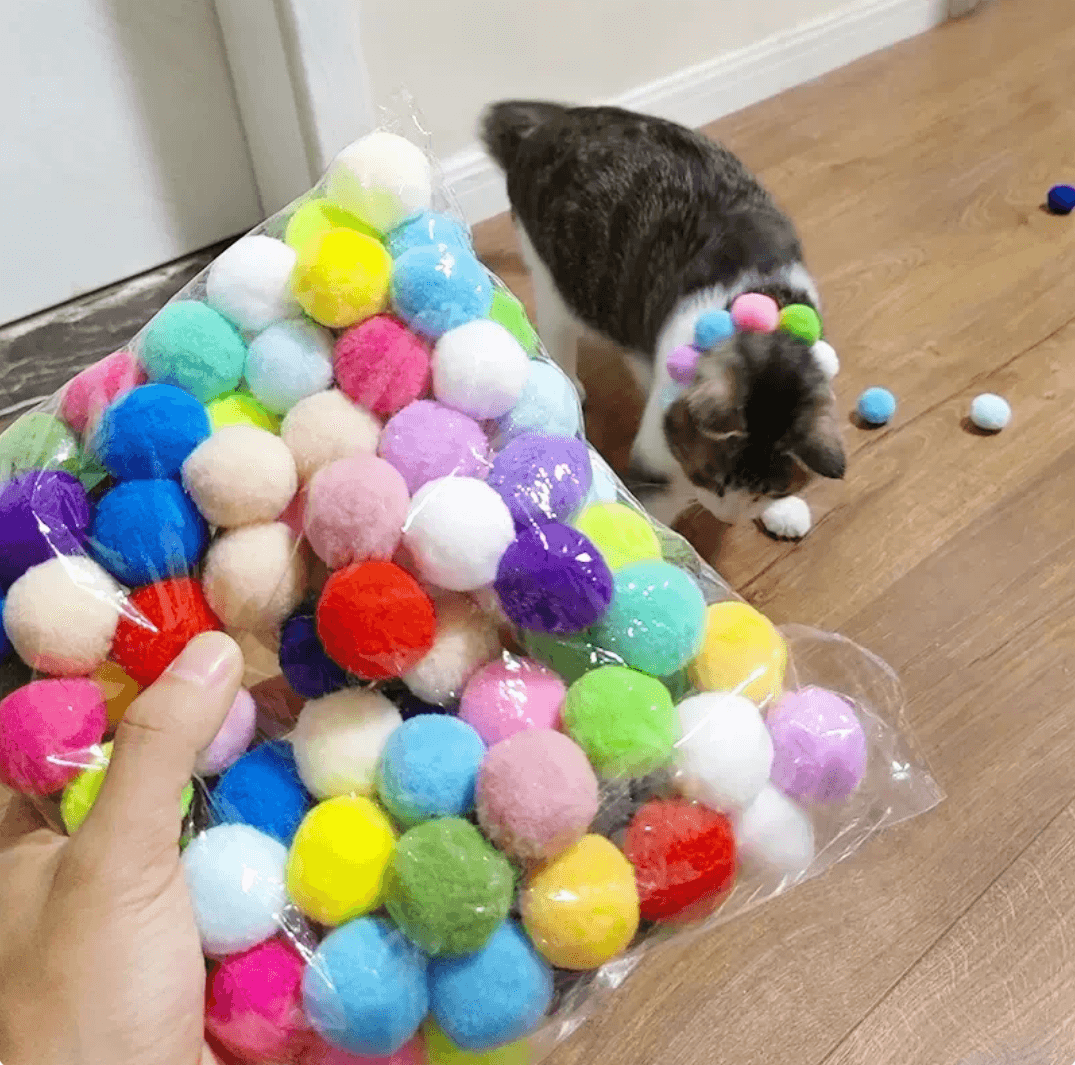 Mini Pompoms Games Stretch Plush Ball Pet Toys | Tsuki