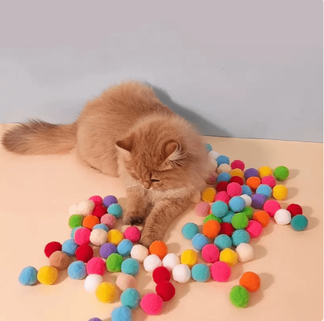 Mini Pompoms Games Stretch Plush Ball Pet Toys | Tsuki